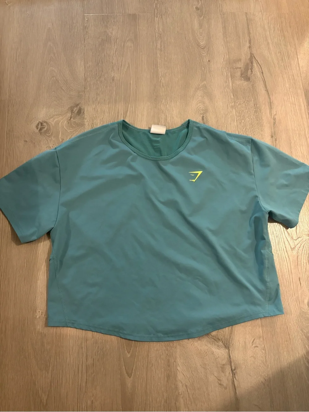 Gymshark Teal Short Sleeve Crop Top with Neon Logo